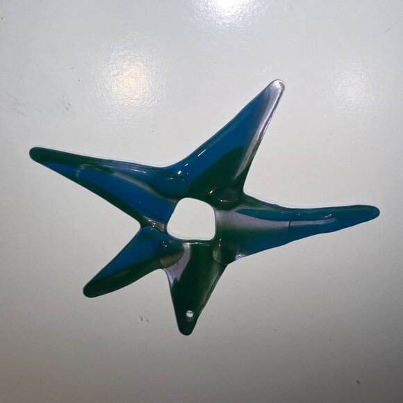 #5102 STAR MULTI COLOR 5 POINT ORNEMENT CIRCULAR FUSED SUN CATCHER  COLLECTABLE - Picture 5 of 13